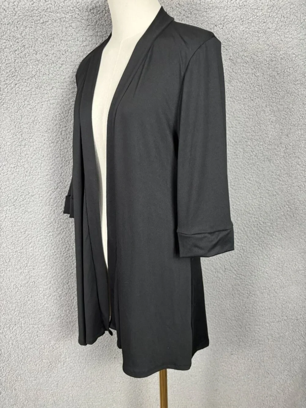 24seven Comfort Apparel Women's Black Open Front Cardigan 3/4 Sleeve Large NWOTs